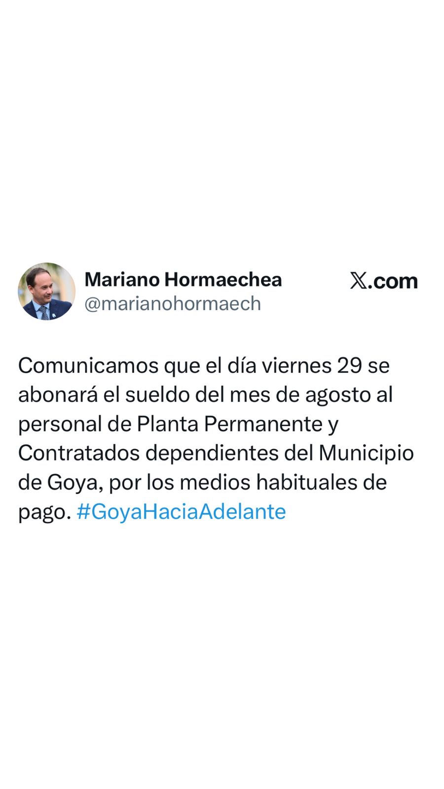 ESTE VIERNES, LA MUNICIPALIDAD ABONARÁ LOS HABERES CORRESPONDIENTE AL MES DE AGOSTO PARA CONTRATADOS Y PLANTA PERMANENTE