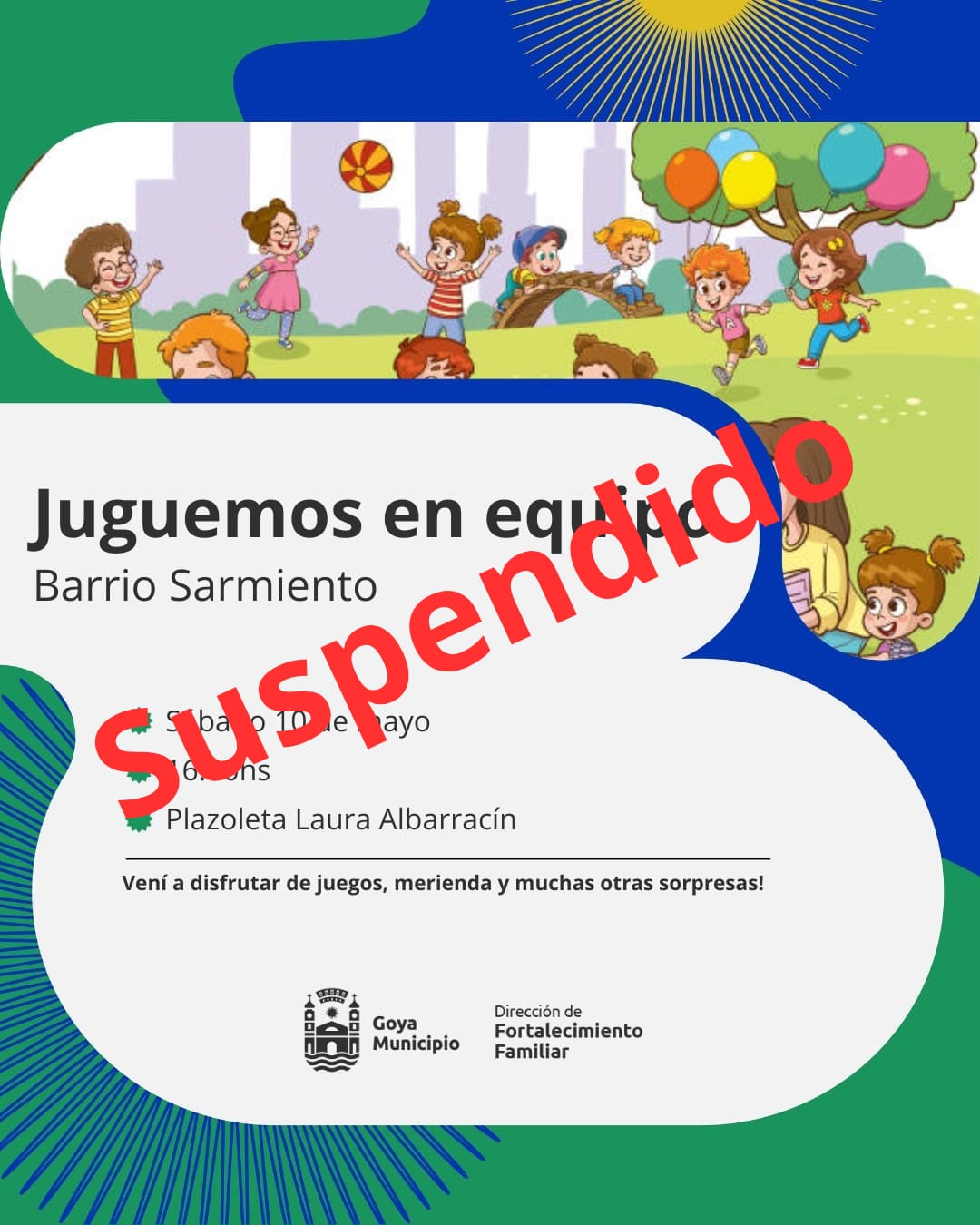 SE SUSPENDE LA ACTIVIDAD “JUGUEMOS EN EQUIPO” POR CUESTIONES CLIMÁTICAS