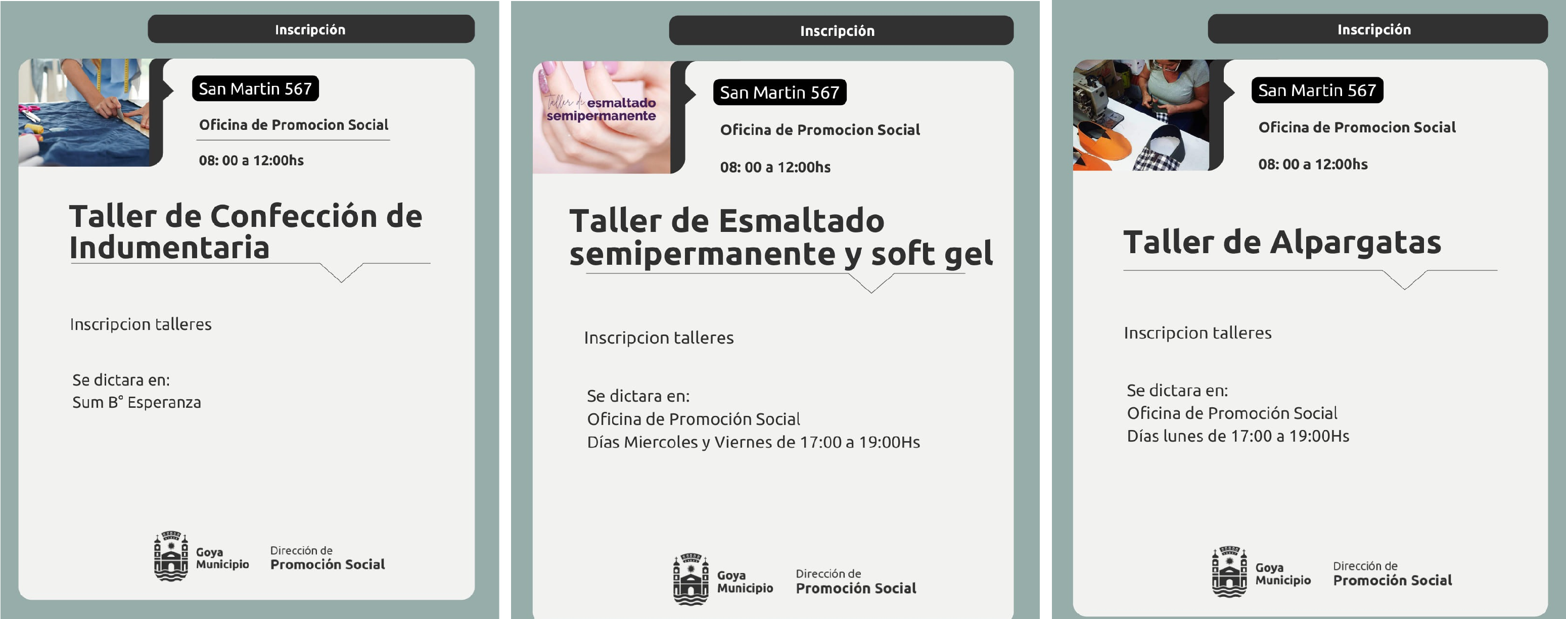 LA MUNICIPALIDAD DE GOYA INFORMA: APERTURA DE INSCRIPCIÓN PARA TALLERES FORMATIVOS