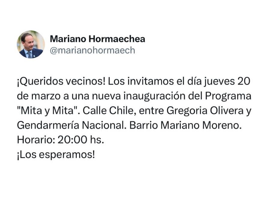 MUNICIPIO DE GOYA INAUGURA OTRA CUADRA A TRAVÉS DEL EXITOSO PROGRAMA "MITA y MITA"
