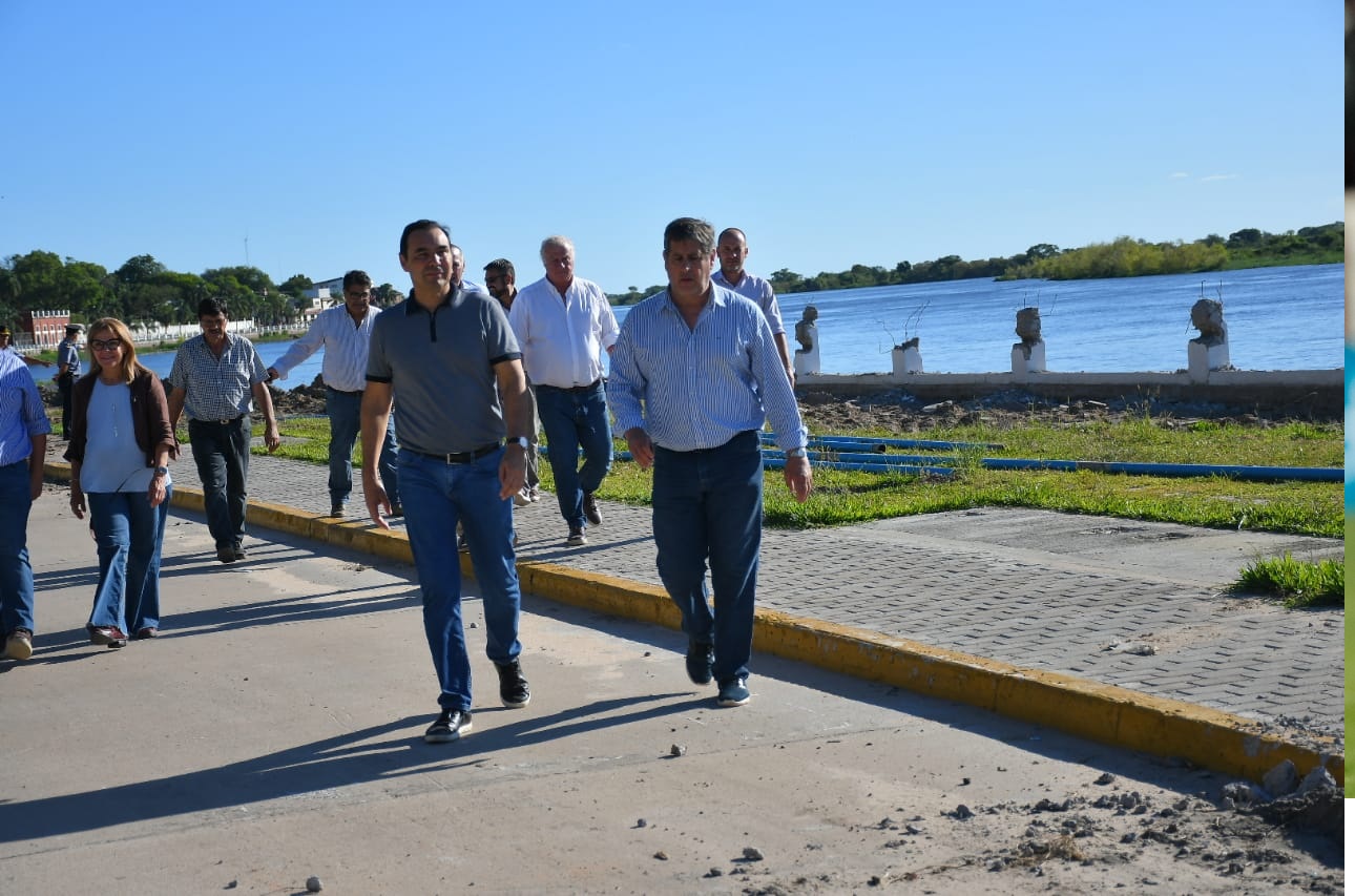 En Esquina, Valdés recorrió la Costanera afectada por las lluvias y distintas obras de infraestructura