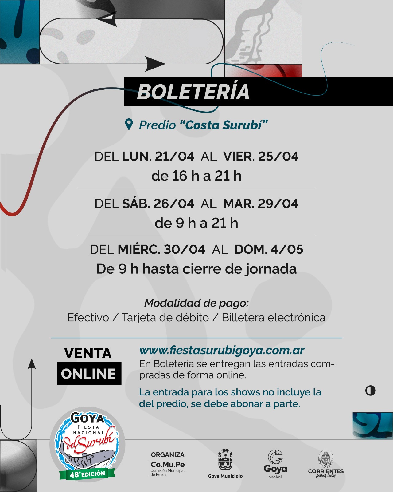 HOY, LUNES 21: COMIENZA A FUNCIONAR LAS BOLETERÍAS DEL SURUBÍ 2025