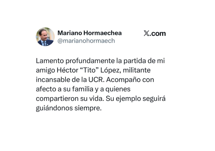 Falleció Héctor "Tito" López: el Intendente Mariano Hormaechea expresó sus condolencias