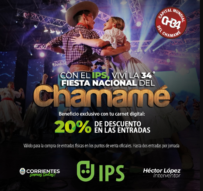 Ya se aplica el descuento exclusivo con carnet digital del IPS en las entradas para la Fiesta del Chamamé